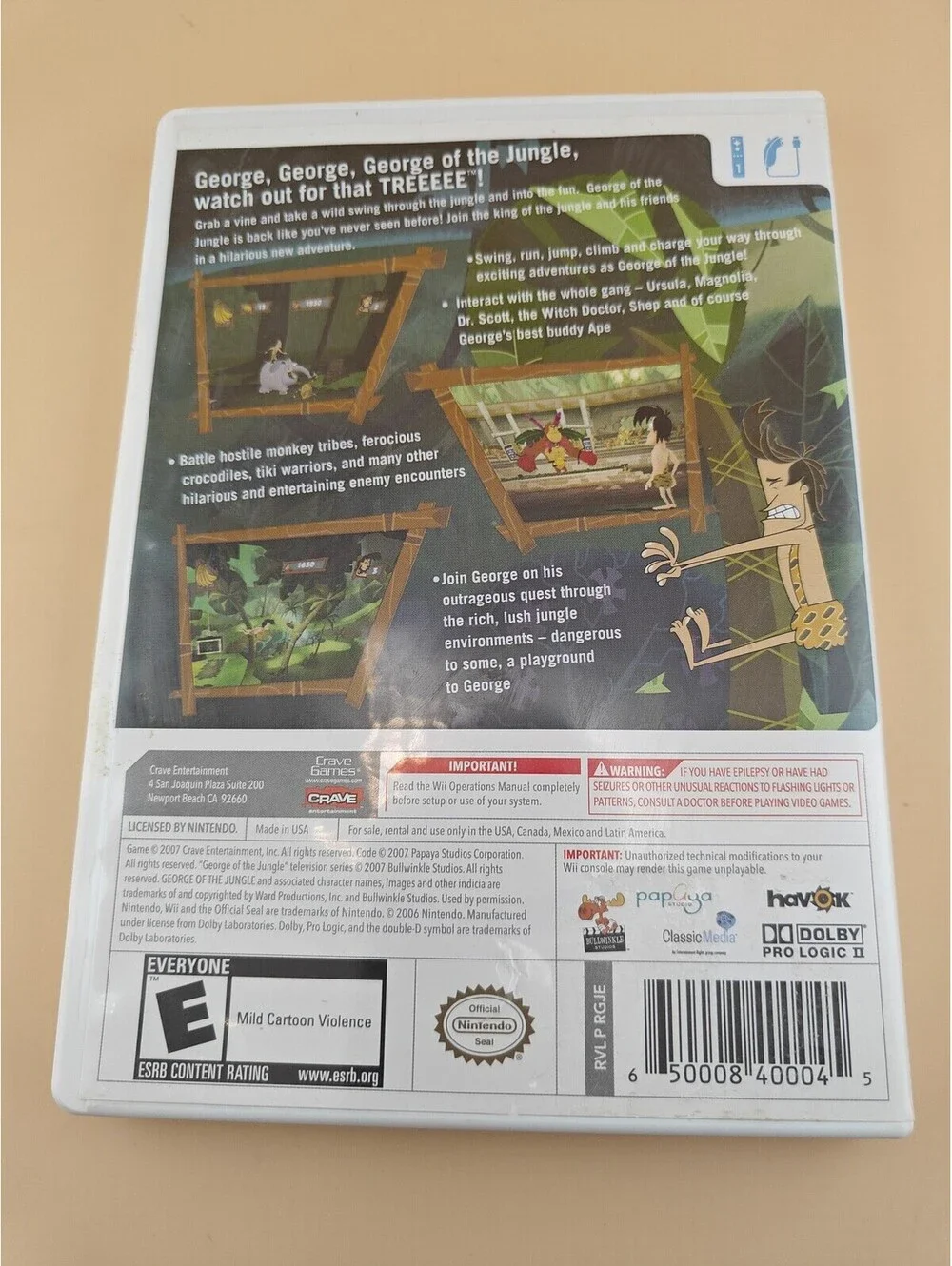 George of the Jungle Search for the Secret Nintendo Wii 2008 Complete